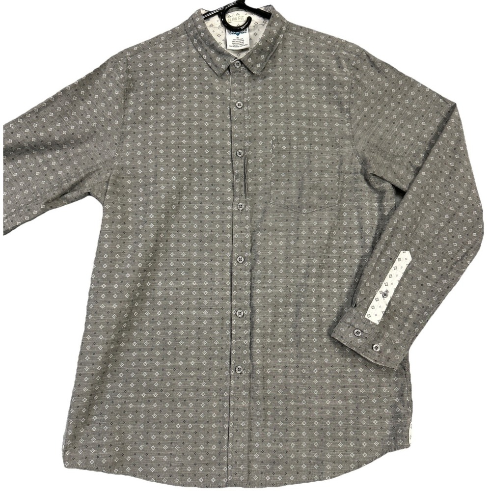 Blue‎ Gear Men XLarge Shirt Gray Cotton blend  Button Up long Sleeve